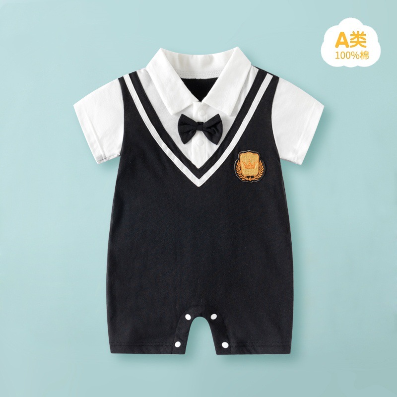 Picture of Internet Red Explosions Baby Cartoon Ha Clothes Summer Short-sleeved Baby Body Clothes Pure Cotton Thin Children's Wear Cross-border Special for Cute