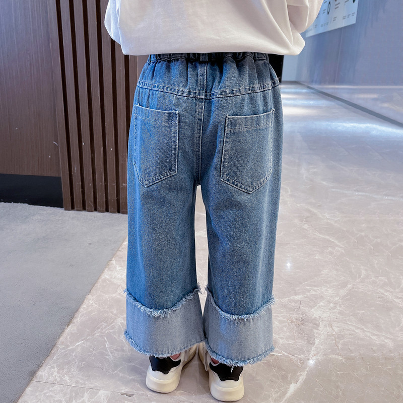 Picture of Best-Selling Spring Straight Pants for Girls, Fashionable Outer Wear for Baby Girls, Spring & Fall Children's Jeans, Wide-Leg Pants