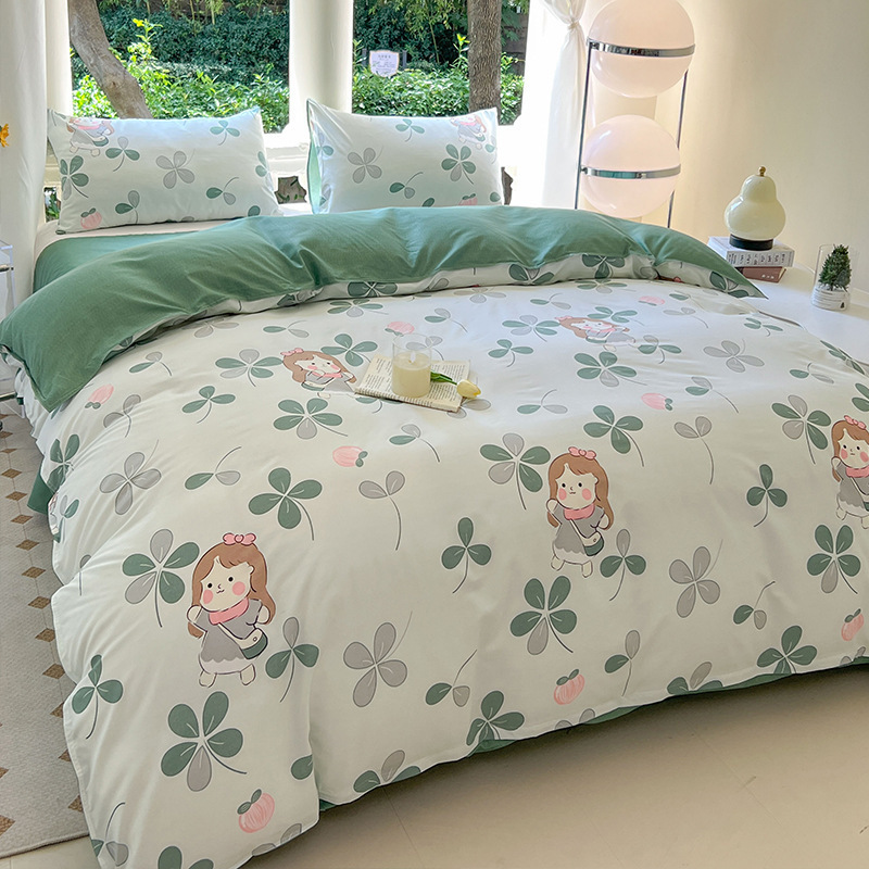 Picture of Small Fresh Summer Four-piece Bed Sheet Quilt Cover Single Student Dormitory Three-piece Cartoon Bedding