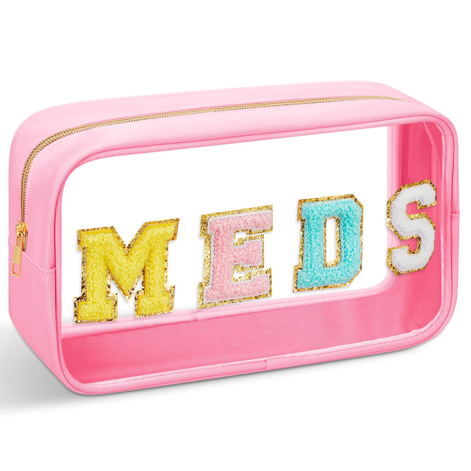 Picture of Amazon Chenille MEDS Waterproof Transparent PVC Letters Cosmetic Bag Travel Toiletry Bag Large Capacity Cosmetic Bag