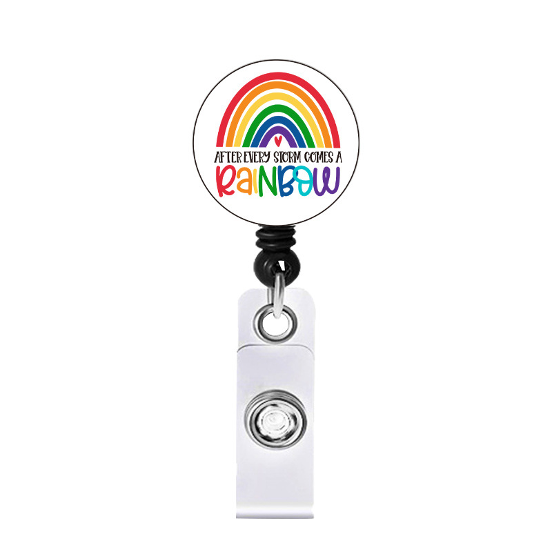 Picture of Rainbow Mental Health Retractable Alligator Clip Easy Pull Buckle Nurse Decoration Badge Reel ID Card Holder