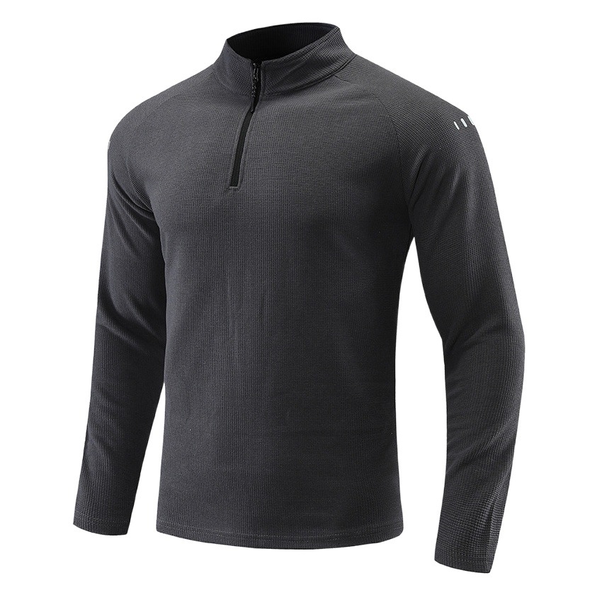 Half-Zip Autumn and Winter Boys' Long-Sleeved T-Shirt Men's Breathable Elastic Outdoor Sports Casual Tops Men's Velvet Style