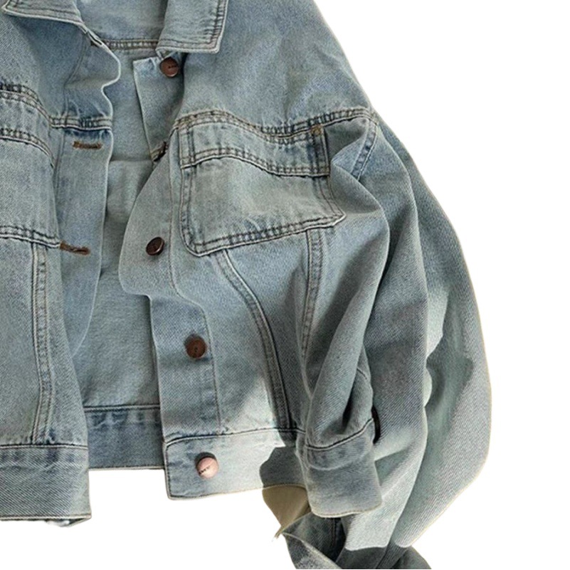 Internet Trendy Women's Denim Jacket Women's Spring and Summer Thin Long Sleeve Korean Style Loose Short Washed Cotton Shirt for Students