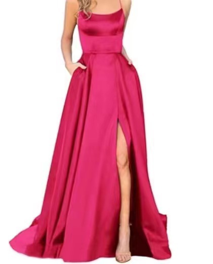 Picture of 2023 Amazon European and American cross-border new bridesmaid dress long dress small tail strap solid color banquet evening dress