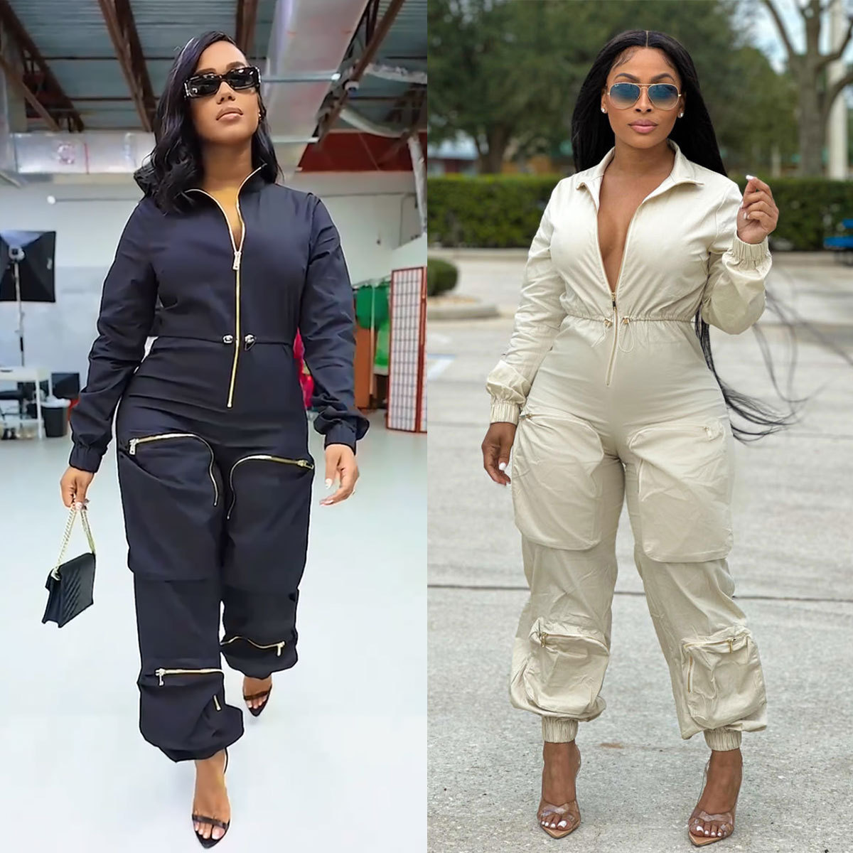 Picture of Independent station cross-border new women's European and American waist overalls metal zipper bread bag casual trousers