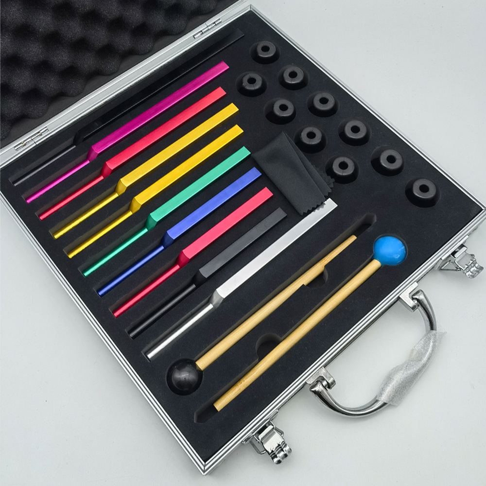 10 sets suit aluminum alloy tuning fork 174HZ 528HZ tuning fork 963HZ 432HZ tuning fork supporting base