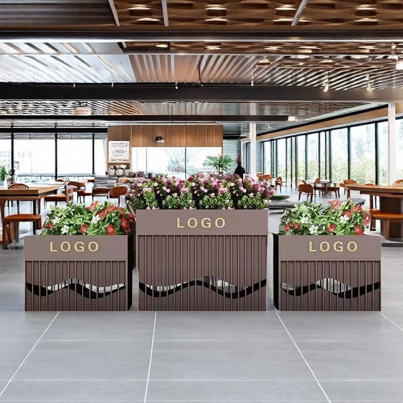 Wholesale Outdoor Iron Stainless Steel Flower Boxes Can Be Customized for Courtyard Parks, Hotel Square Fence Partitions, Seat Flowers
