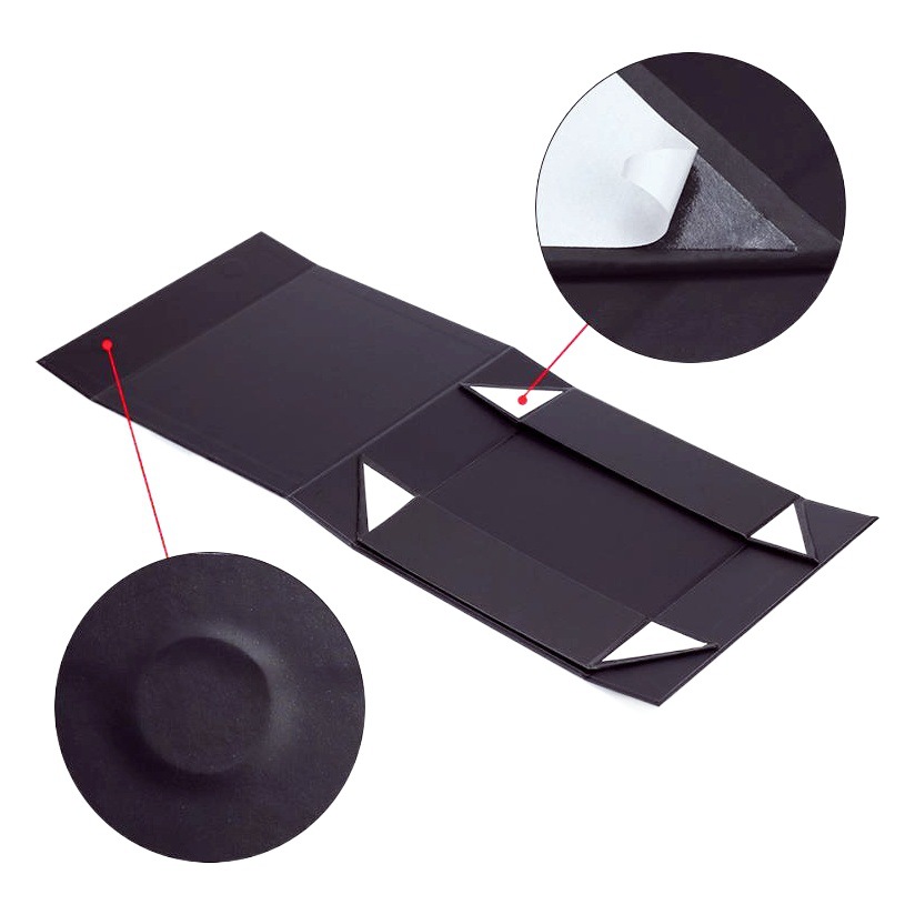 Folding box black gift box in stock wholesale foreign trade cardboard space saving magnetic flap folding gift box