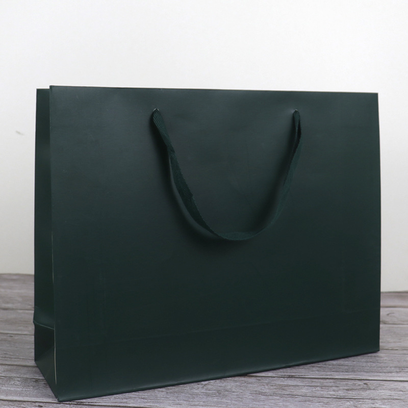 Spot large paper bag handbag white cardboard bag Kraft paper bag gift bag army green clothing large packaging bag printed logo