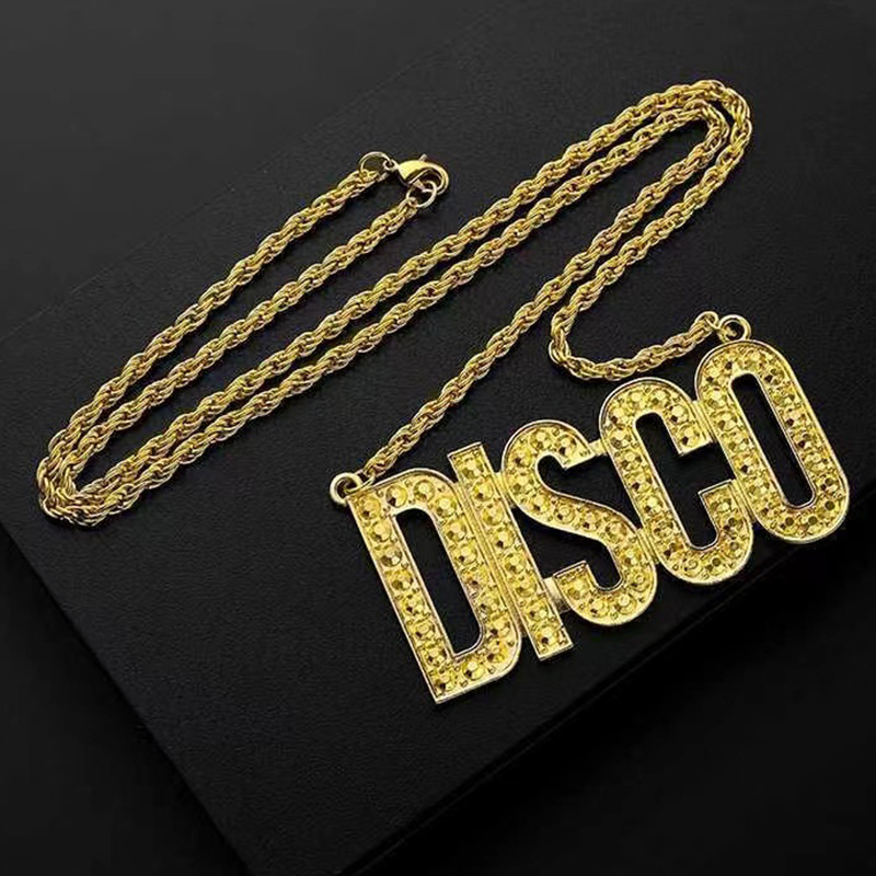 Europe and the United States cross-border new DISCO letters do not fade necklace personality hip-hop alloy snake bone chain jewelry wholesale