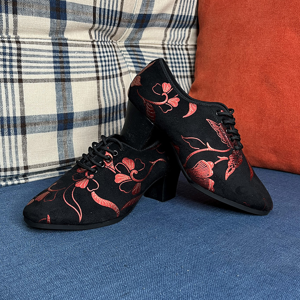 Women's Buckskin Square Dance Modern Dance Ballroom Dance Fast Fox Step Waltz Tango Mid-Heel Soft-Soled Dance Shoes