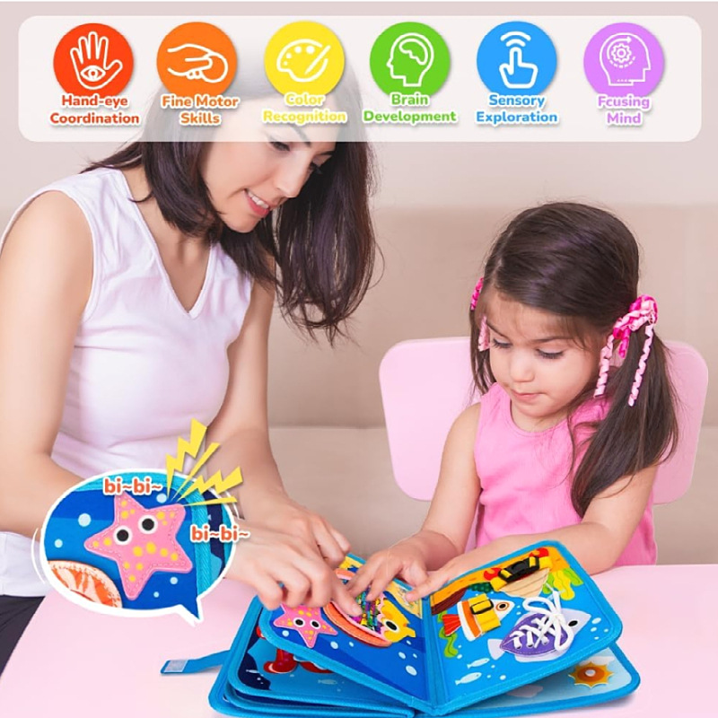 Factory Supply Amazon New Felt Busy Book Blue Submarine Felt Book Felt Quiet Book Busy Board