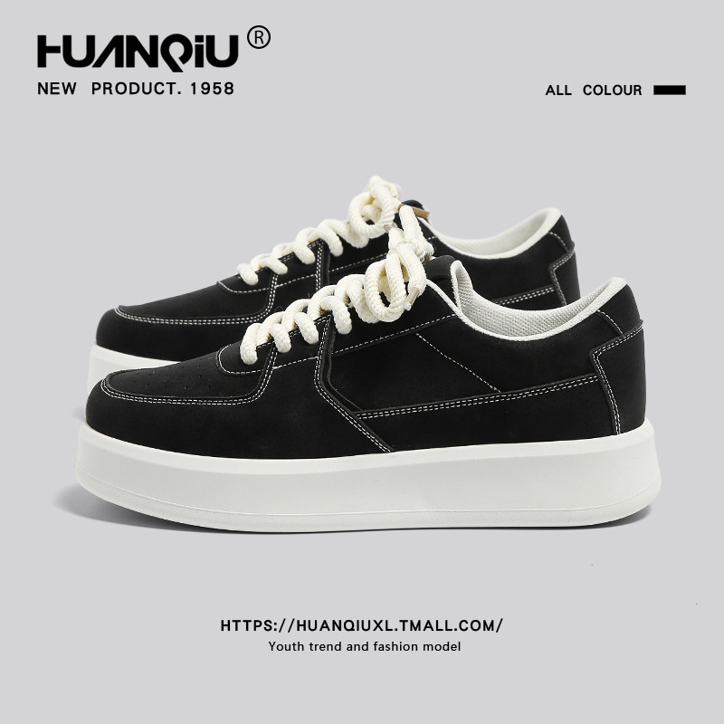 Universal Black Sneakers Men's Korean-style Trendy 2025 New Spring Explosions All-match Sports Fashion Casual Men's Shoes