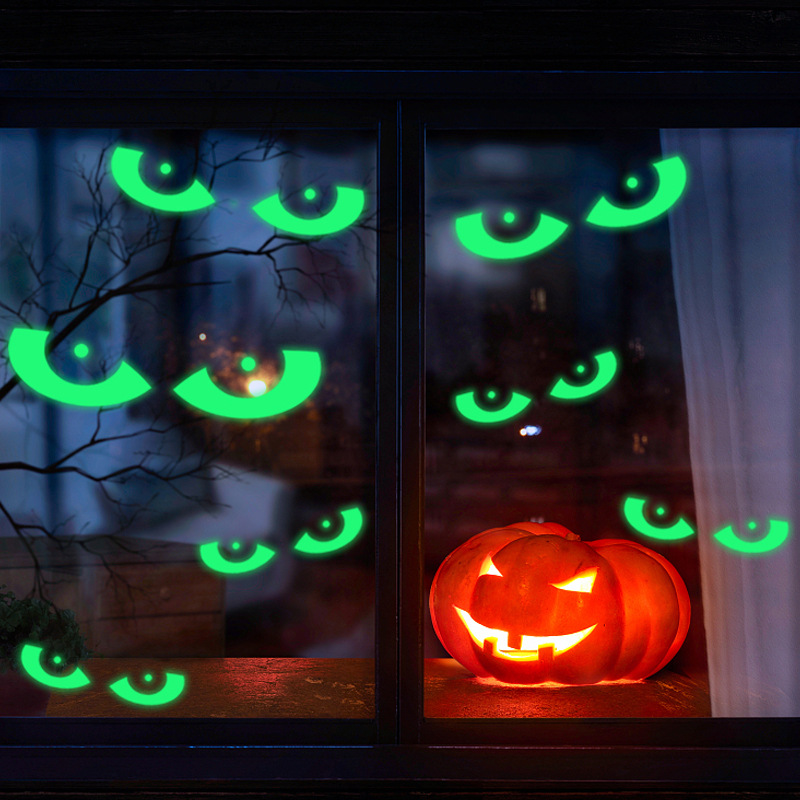 Halloween stickers luminous eyes ghost party decoration stickers words Amazon explosions fluorescent horror wall stickers self-adhesive