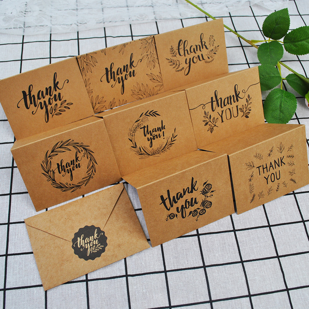Picture of Cross-Border Amazon Thank You Cards Baked Flowers Simple European Style 8 Sets of Thank You Cards