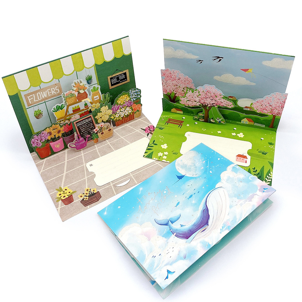 Mother's Day 3D Stereo Greeting Card Desktop Decoration Bronzing Ins Style Birthday Gift Children's Holiday Thank You Blessing Card