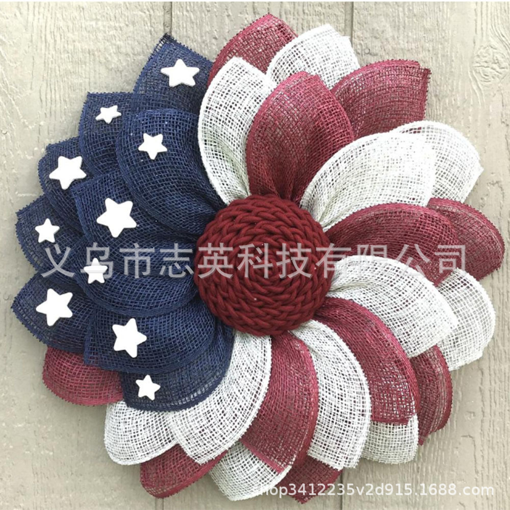 Picture of Amazon American Independence Day flag Garland ornaments national day door hanging wreath holiday decoration props wholesale
