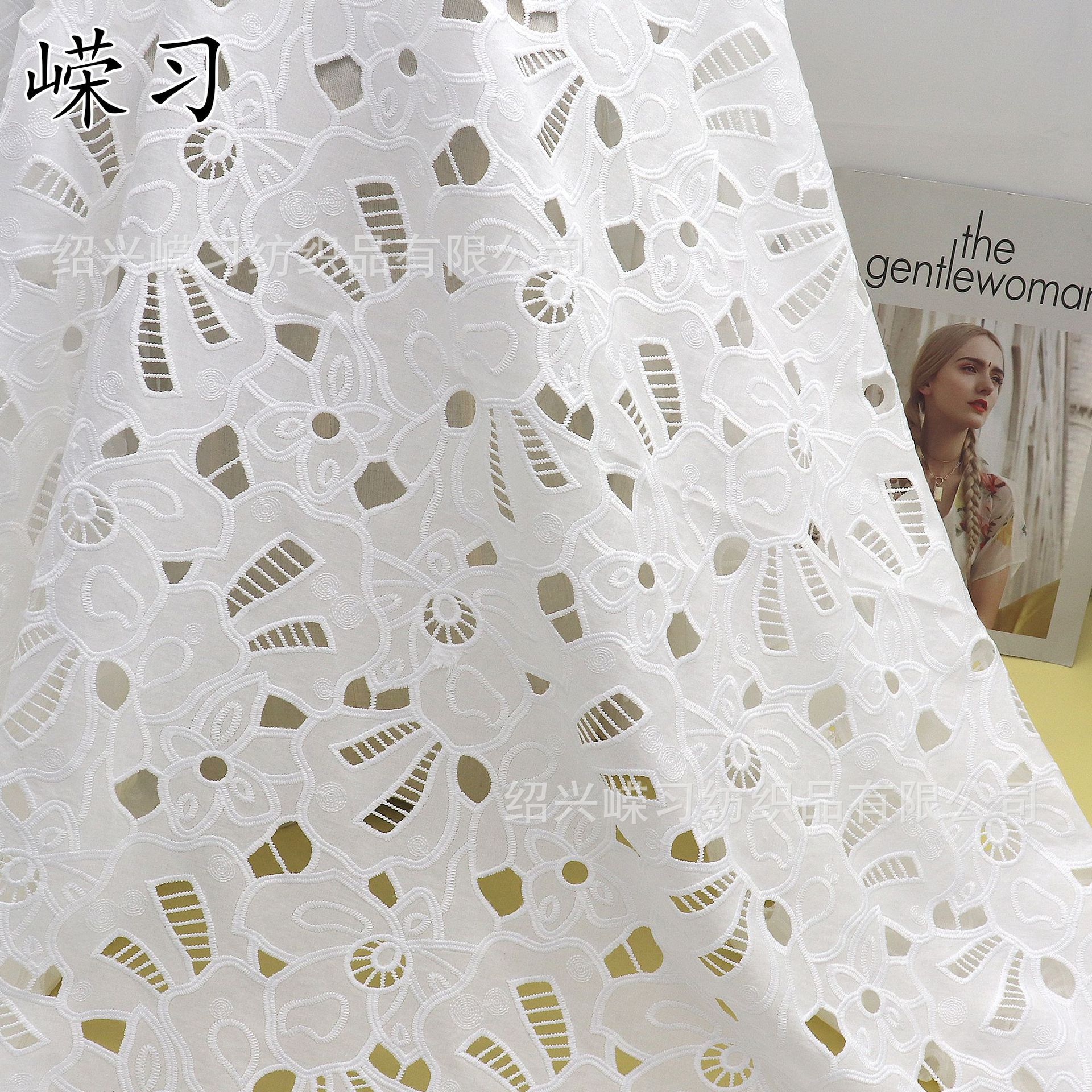 Cotton milk silk embroidered fabric women's lolita skirt fabric staircase hollow flower cloth manufacturer wholesale