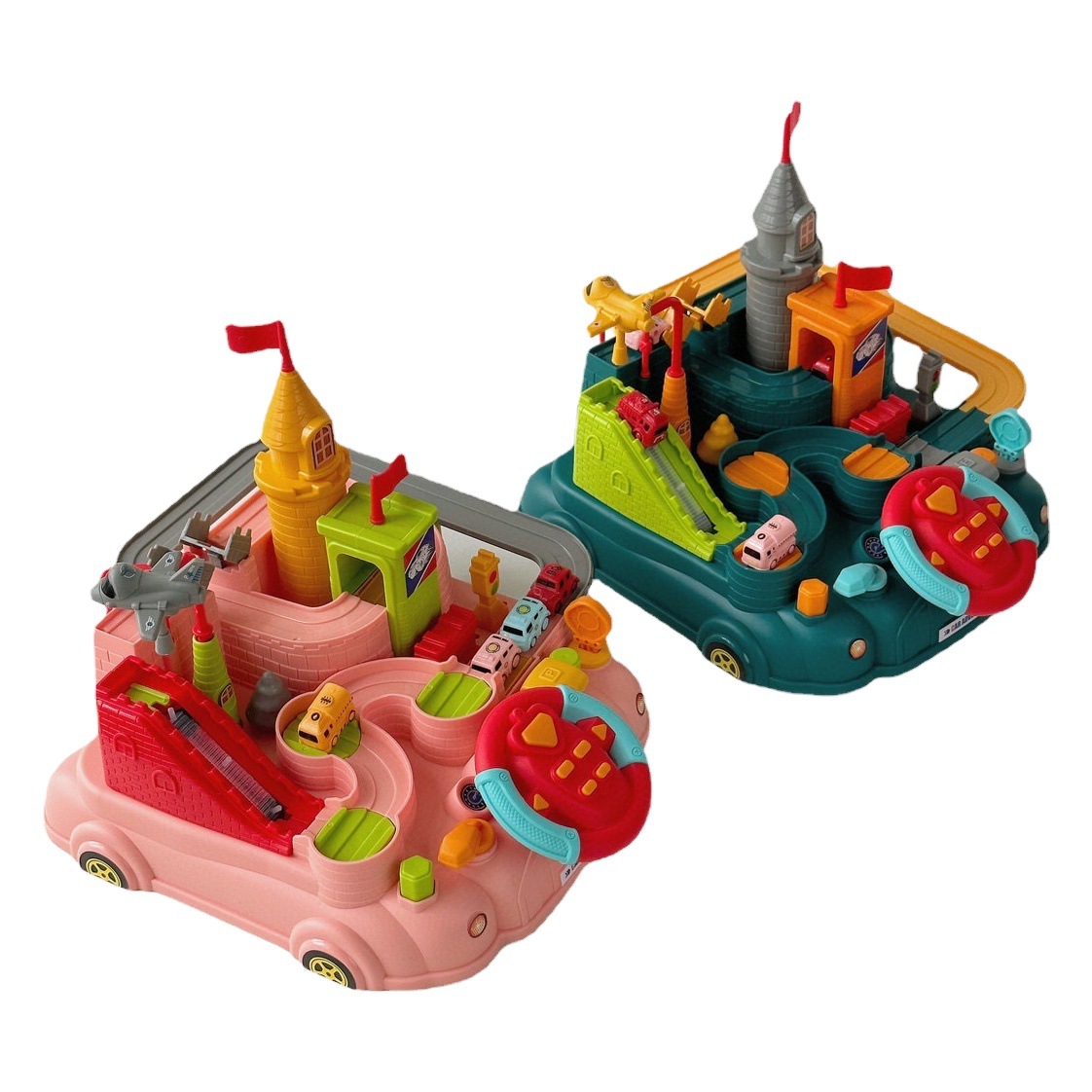 Children's Rail Car Adventure Toy Fun Steering Wheel Track Park Boys and Girls Educational Toy Batch