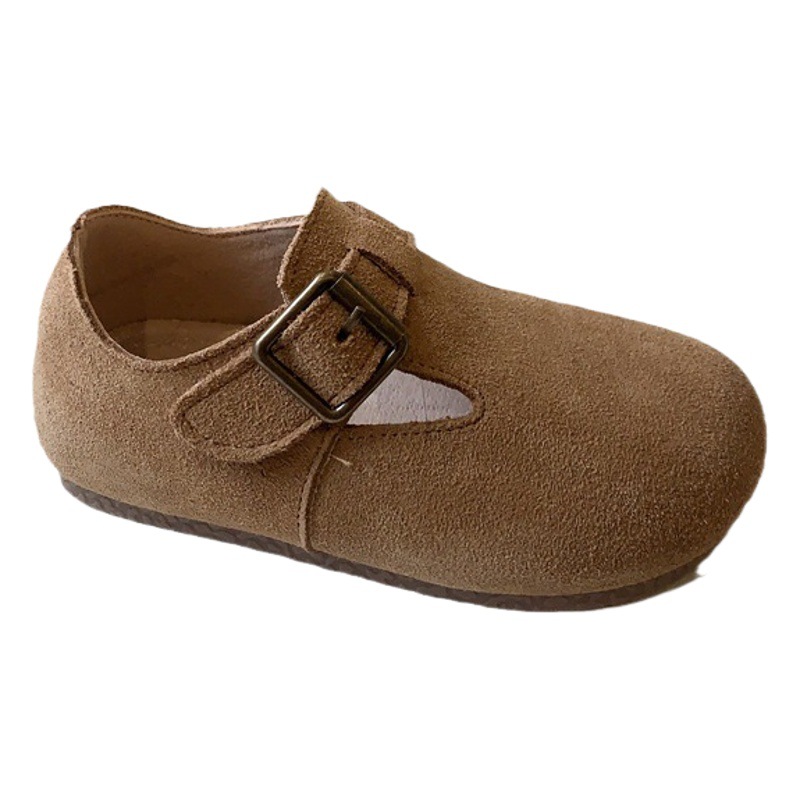 2025 Autumn Korean Style Frosted Genuine Leather Kidsren's Shoes, Kidsren's Leather Shoes, Kidsren's Birkenstock Shoes, Boys' Baby Flats, Trendy