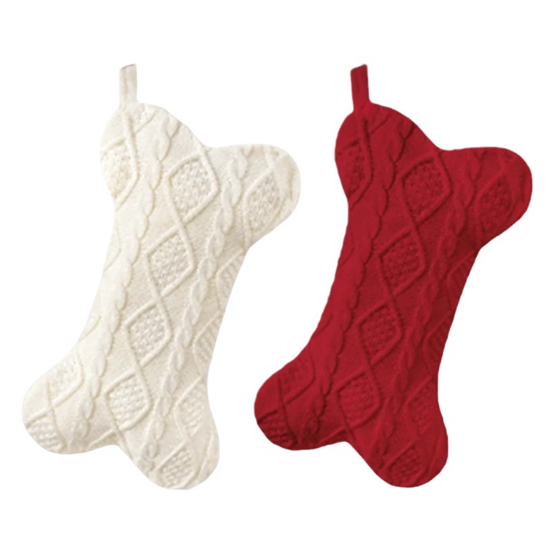 Cross Border Christmas Knitted Bone Christmas Stockings Cute Creative Christmas Stockings Christmas Tree Decorations Gift Bag