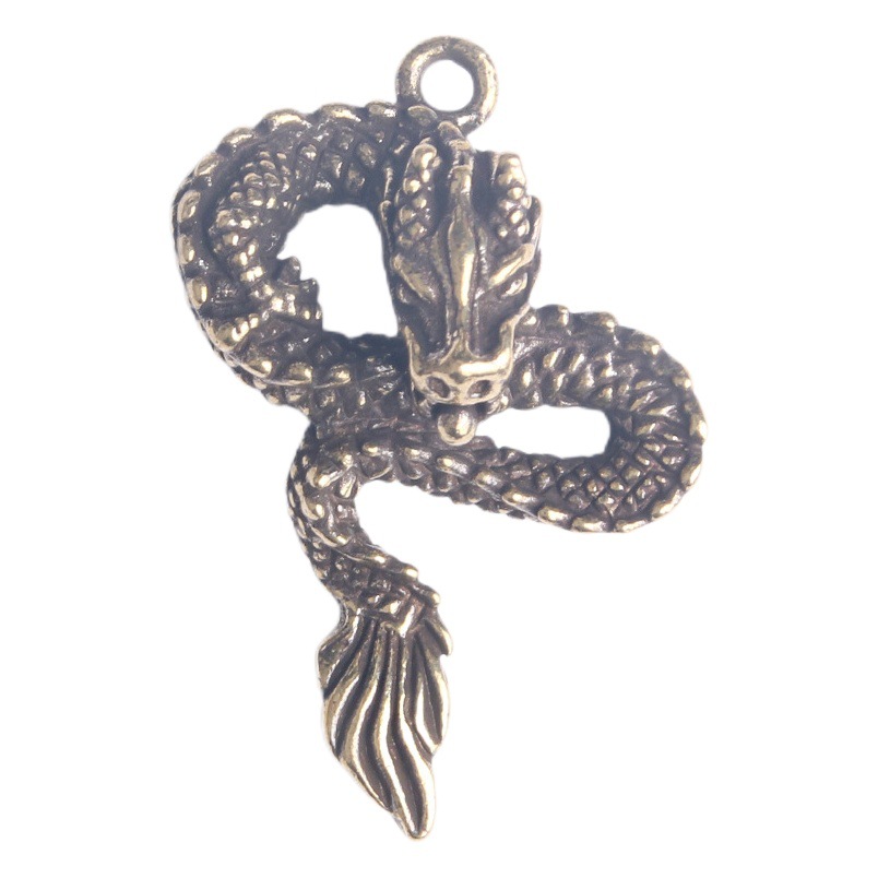 Pure brass old Dragon key chain pendant zodiac Dragon transport lucky pendant stall small copper wholesale