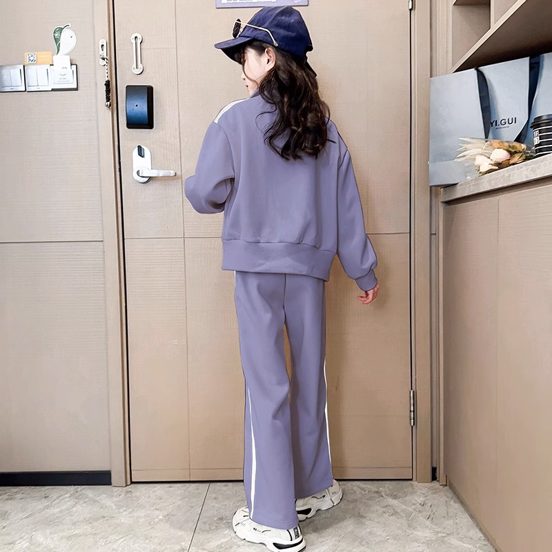 Picture of Girls' 2024 New Autumn and Winter Sports suit Girls' Straight Pants Slim-fit fleece-lined Thickened Two-piece Set