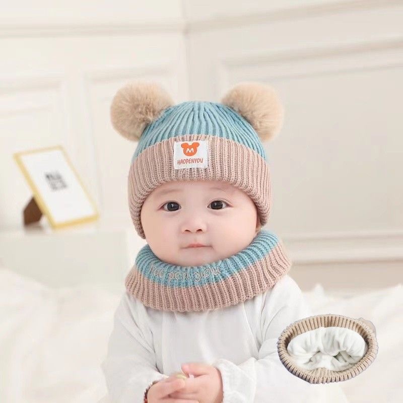 Picture of Children's hat autumn and winter girls' pullover hat Korean-style knitted hat colorful wool hat baby boys' warm earmuffs hat tide