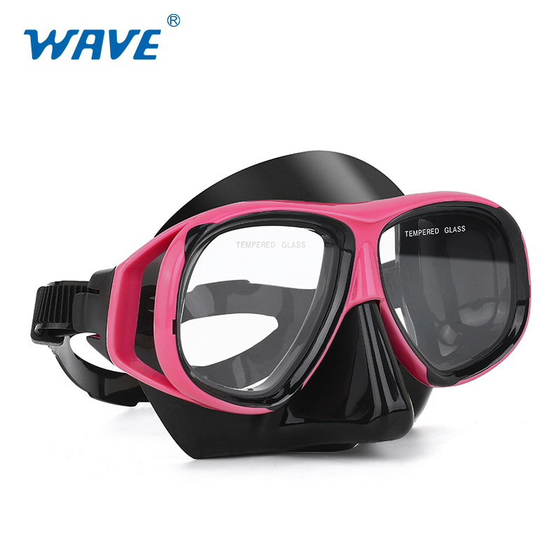 Picture of wave professional snorkeling two-piece silicone full dry breathing tube large frame with degrees diving goggles