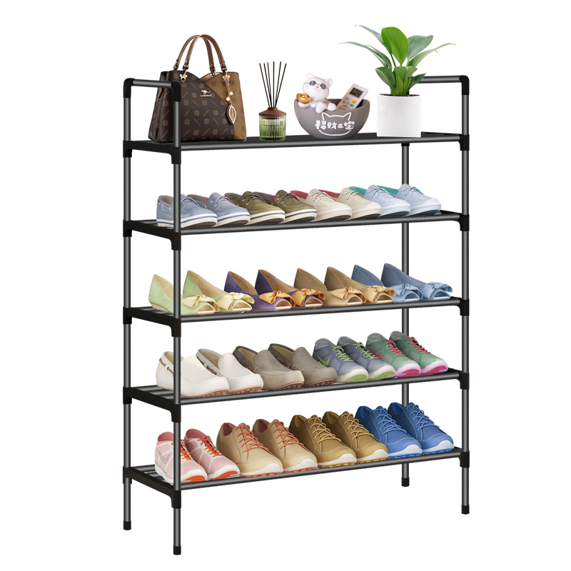 Picture of Simple Shoe Rack Multi-layer Folding Shoe Cabinet Economical Household Bedroom Metal Black Rack Shoe Rack