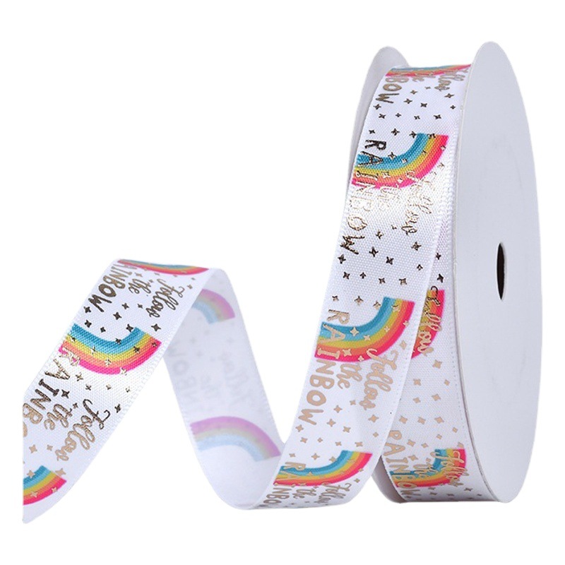 Brand flat for new products wholesale YAMA magic rainbow series printing ribbon 61 gift packaging ribbon