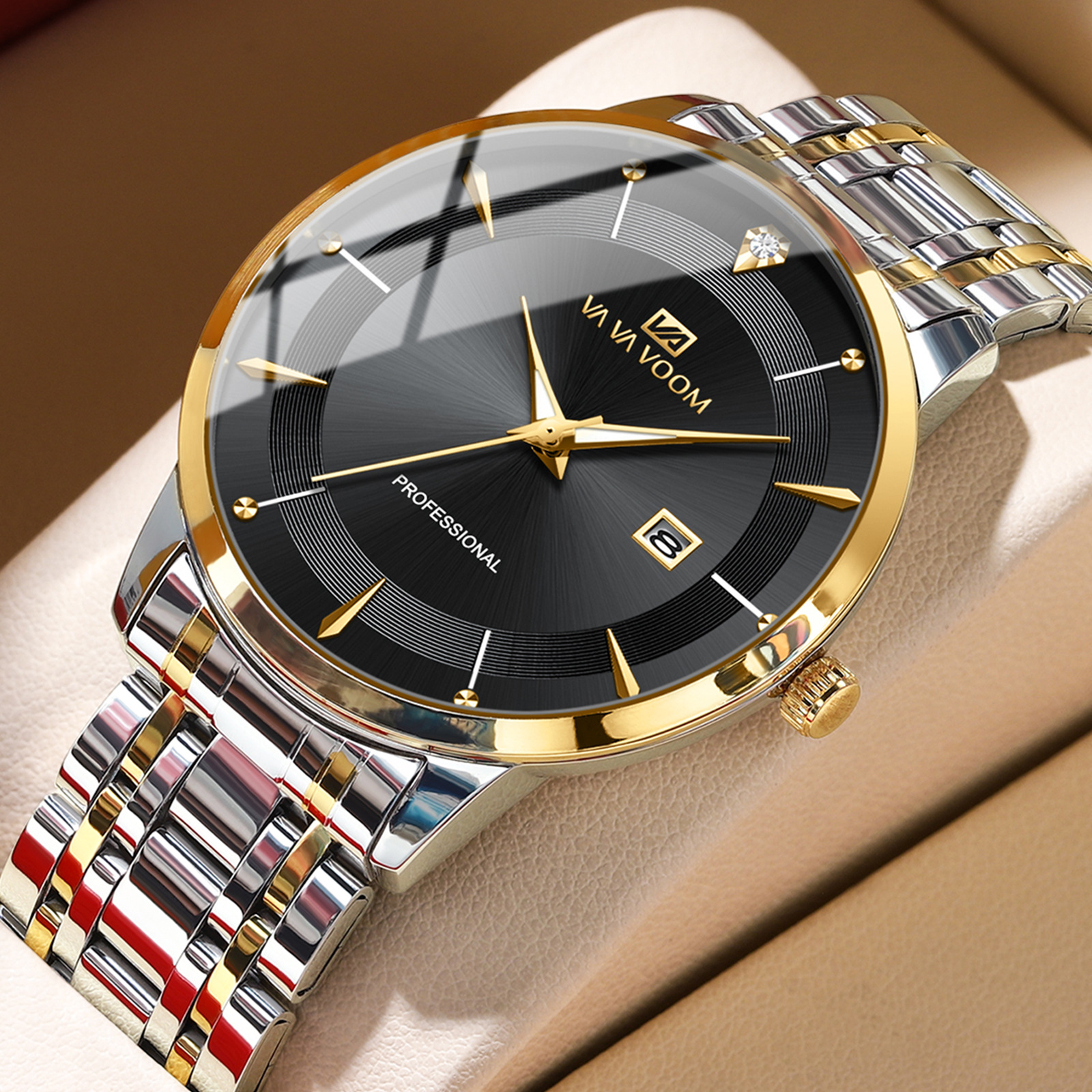 Picture of VA VA VOOM new cross-border watch men's business with calendar waterproof stainless steel with watch factory wholesale