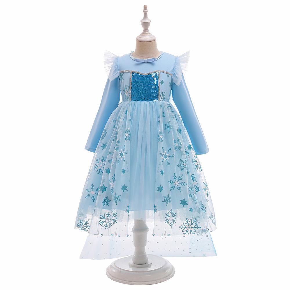 Picture of Frozen 2 Kidsren's Dress Princess Dress Girl Elsa Snowflake Dress Frozen Elsa Princess Style