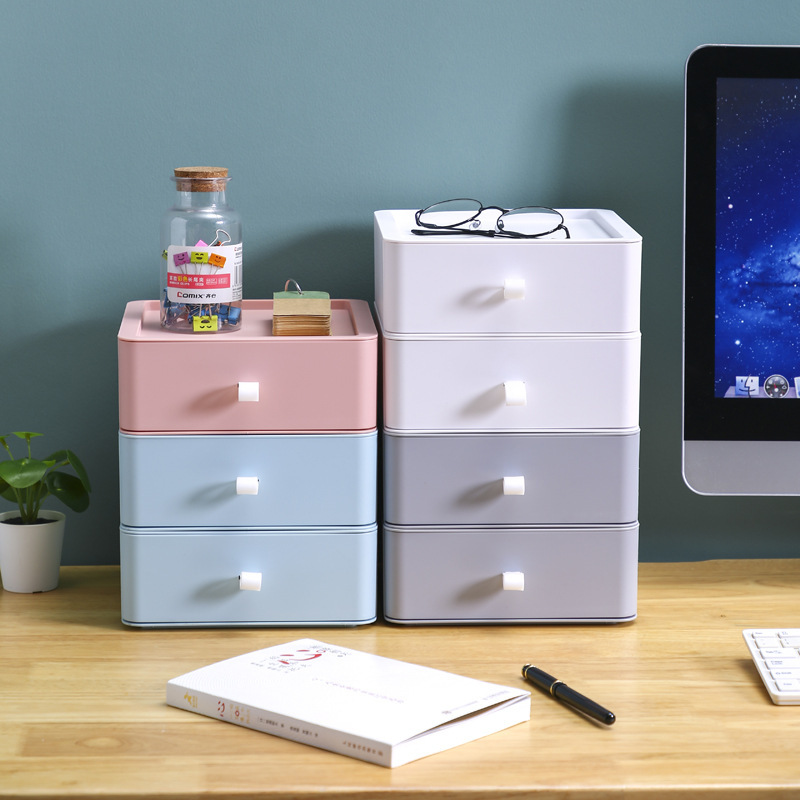 Drawer-type desktop stacking storage box storage box plastic office desk rack storage cabinet