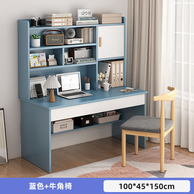 Picture of Student home study desk, children's desk, bookshelf combination table and chair set, simple bedroom, children's writing desk
