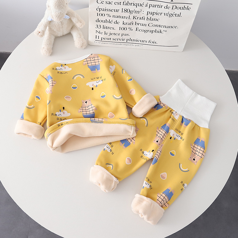 Picture of Children's clothing for boys and girls high waist printed thermal underwear two-piece set 2024 autumn and winter new baby pajamas suit wholesale