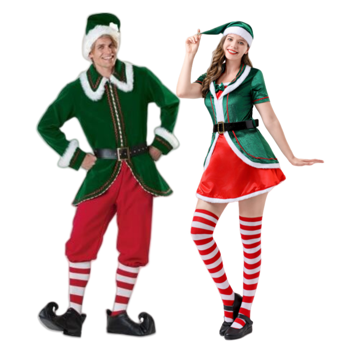 Picture of Classic Santa Claus Couple Costume Christmas Elf Costume European and American Size Christmas Party Christmas Costume