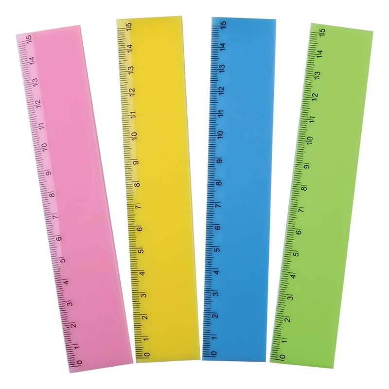 Creative candy color ruler primary school students white transparent ruler 15cm plastic advertising gift ruler factory printed logo