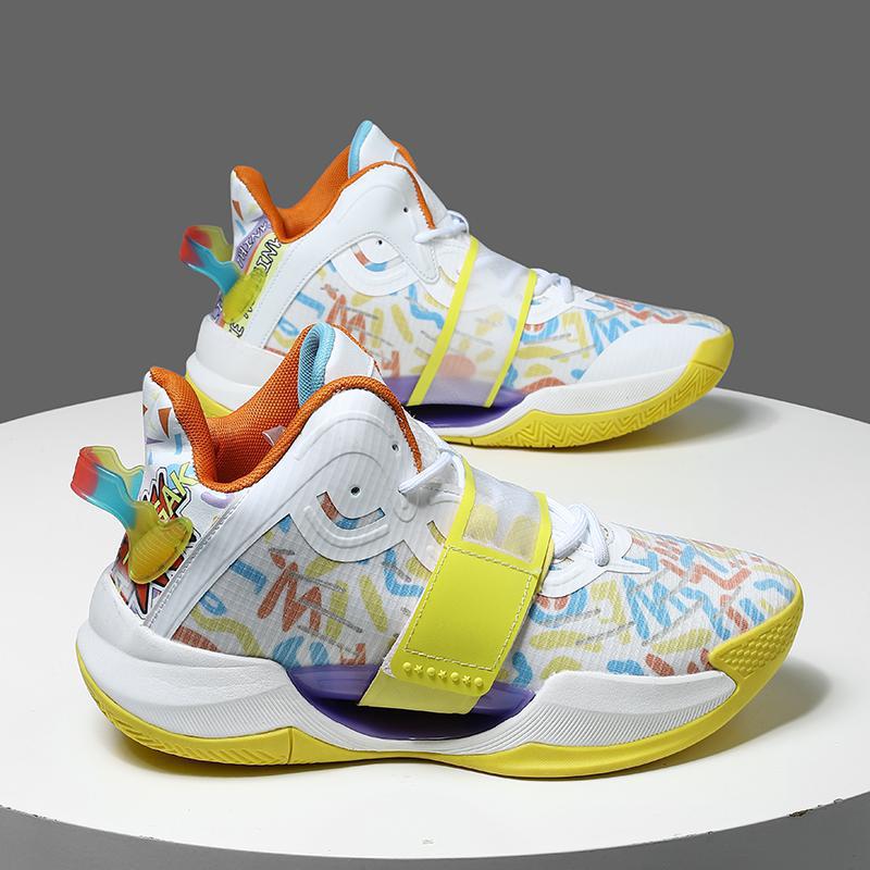 Spring water flower 4 generation basketball shoes men's shock absorption Velcro primary and secondary school students friction sound sports shoes 4