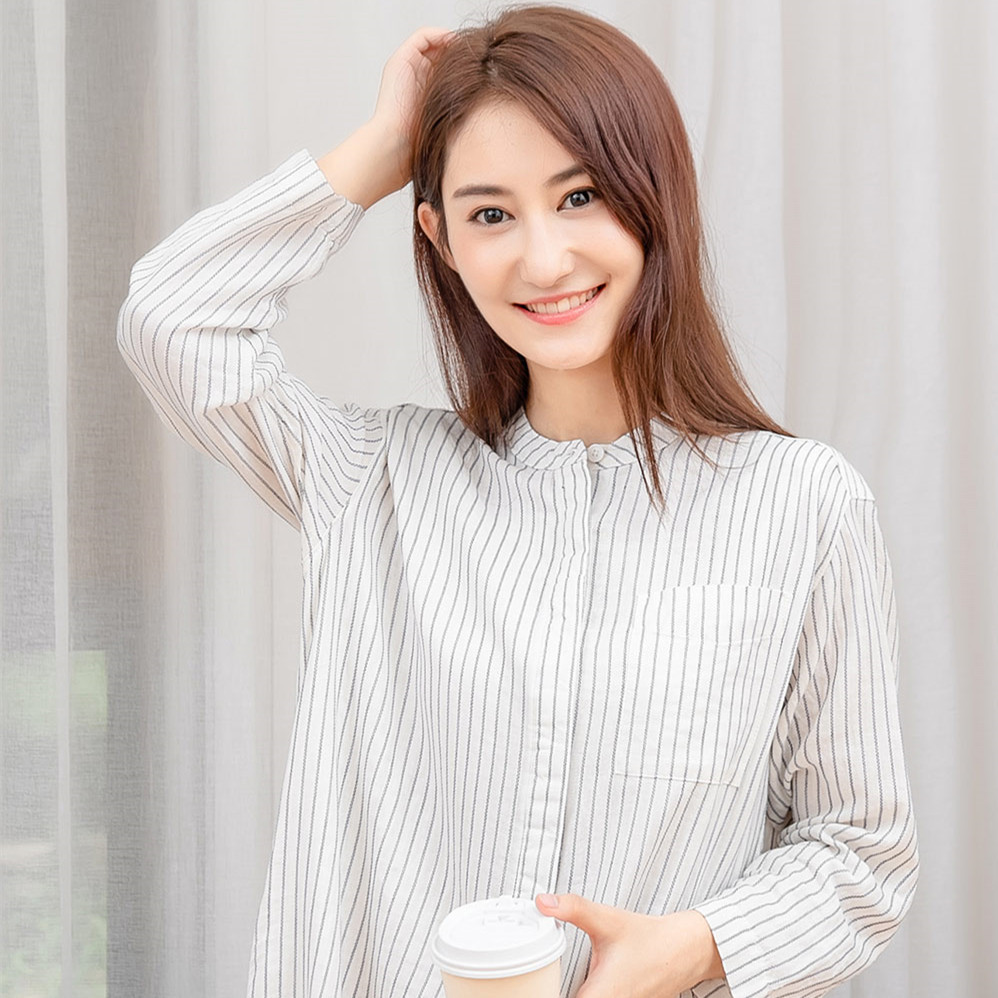 Picture of Double-Layer Gauze Nightgown, Japanese-Style Striped Plaid, All-Cotton Home Dress, Plus Size, Non-See-Through Pajamas, Pure Cotton Fabric, Breathable and Comfortable