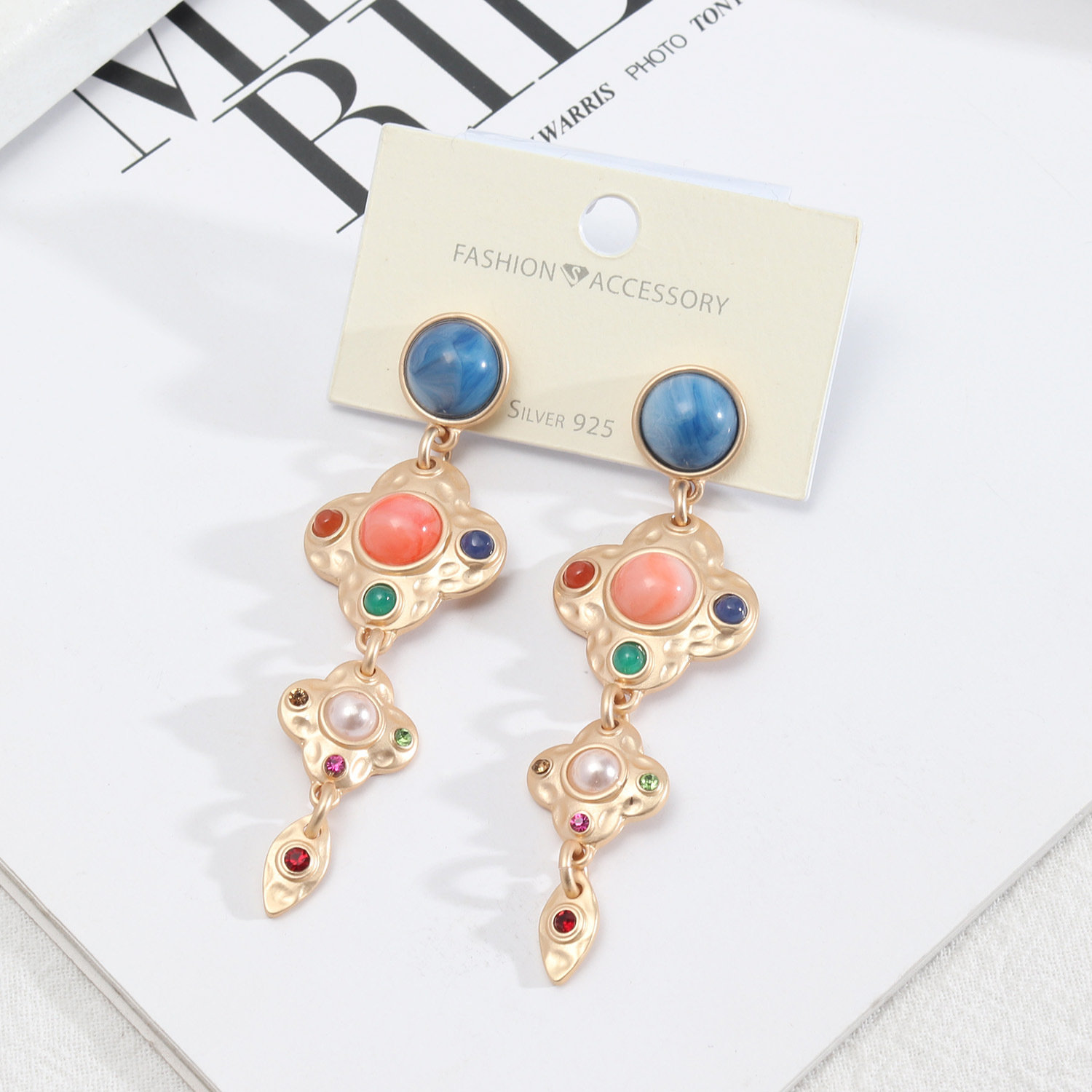 Picture of Trendy Design European and American Style Jewelry Palace Retro Style Gem Inlaid Distinctive All-match Earrings Middle Ancient Earrings for Women