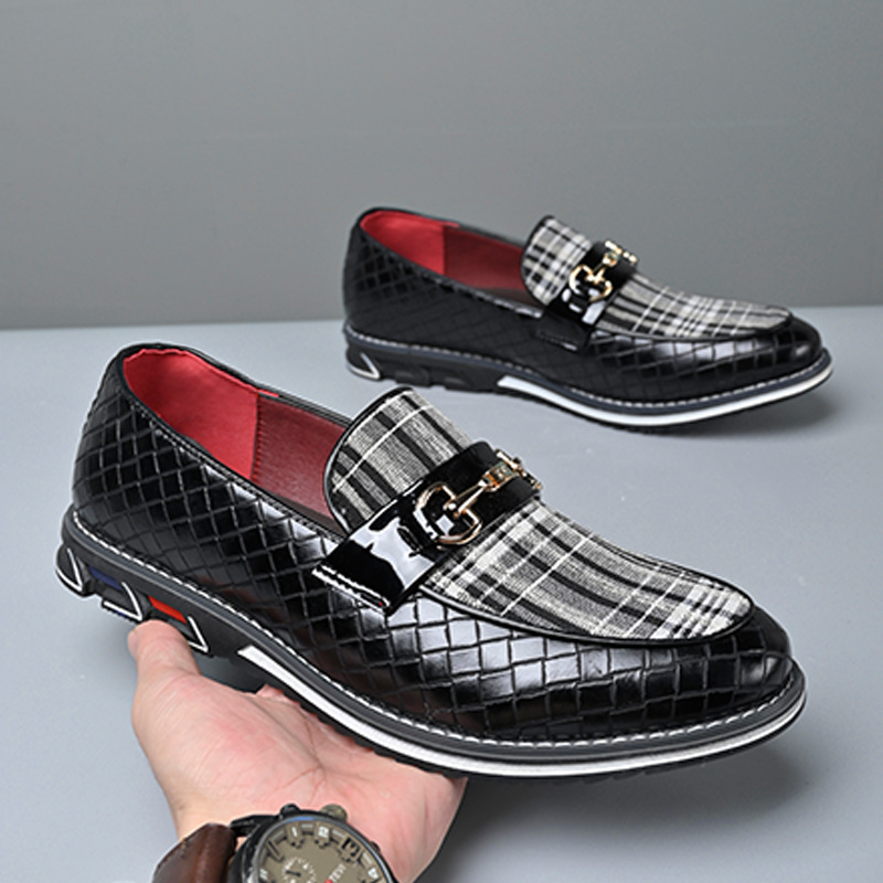Cross-border New Leather Shoes Men's Business Men's Shoes 2025 Slip-on Black Amazon Explosions Dress Men's Leather Shoes