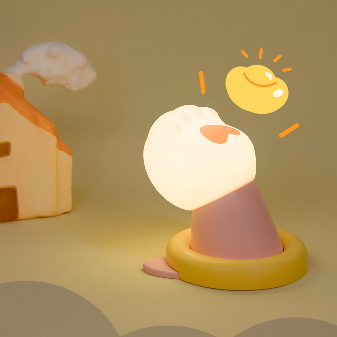 Stretch out the round hand cat's paw nightlight bedside bedroom USB charging with sleeping lamp atmosphere desktop silicone nightlight