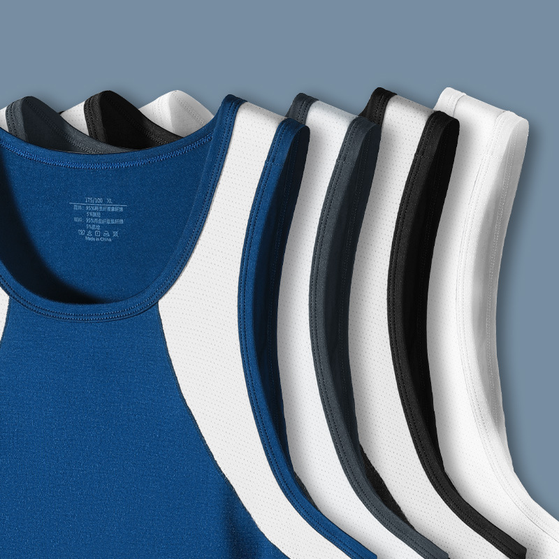 Picture of Men's Vest Comfortable Breathable Sling Hurdle Short-sleeved Young Boys Sports Running Sleeveless T-shirt Base Undershirt