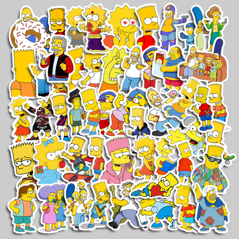 50 Simpsons Cartoon Cross Border Luggage Stickers Laptop Stickers Waterproof DIY Album Stickers