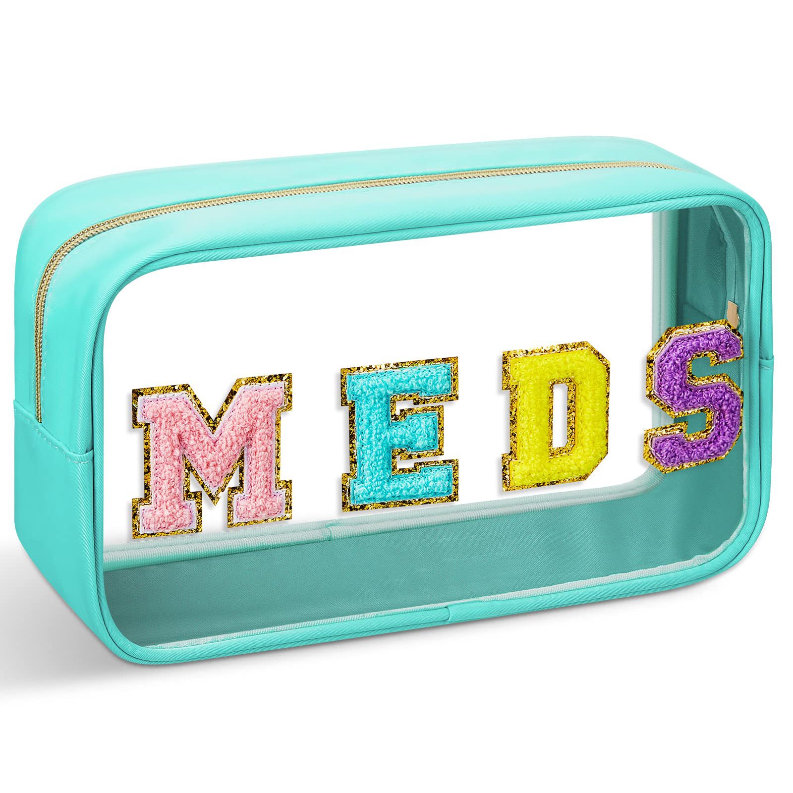 Picture of Amazon Chenille MEDS Waterproof Transparent PVC Letters Cosmetic Bag Travel Toiletry Bag Large Capacity Cosmetic Bag