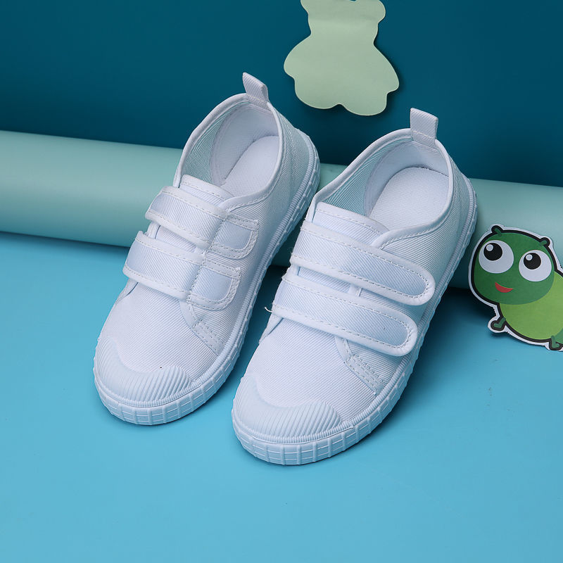 Picture of White shoes children's kindergarten white cloth shoes indoor student children's shoes baby dance shoes boys and girls white sneakers