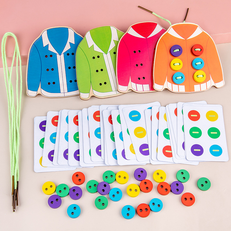 Picture of Montessori clothes rope sewing button threading hand-eye coordination daily life teaching aids baby concentration early education toys