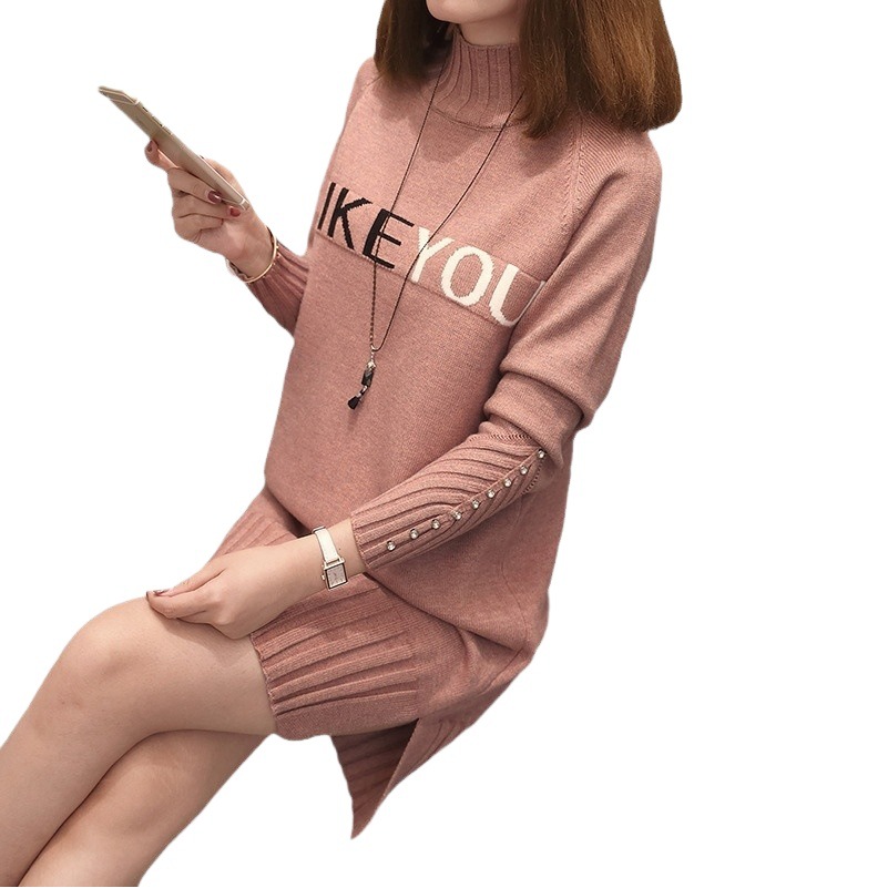 2024 autumn and winter Loose Women's sweater skirt mid-length over-the-knee inner wear western style thickened knitted dress