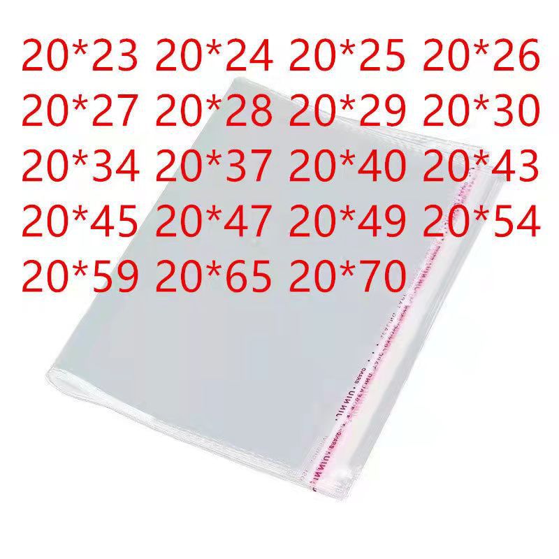 100 PCs 20 width 0pp bag OPP transparent plastic bag pp bag transparent disposable self-adhesive bag adhesive bag
